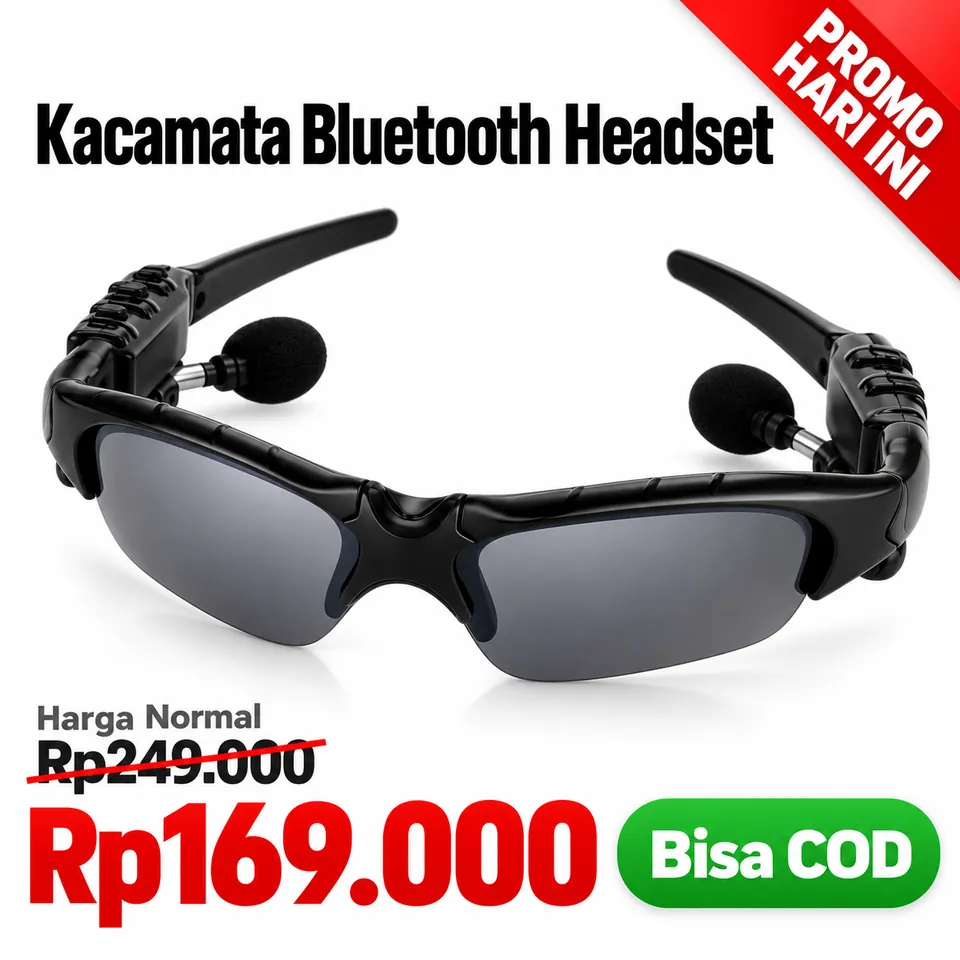 Kacamata Bluetooth Headset Musik & Telepon — promo